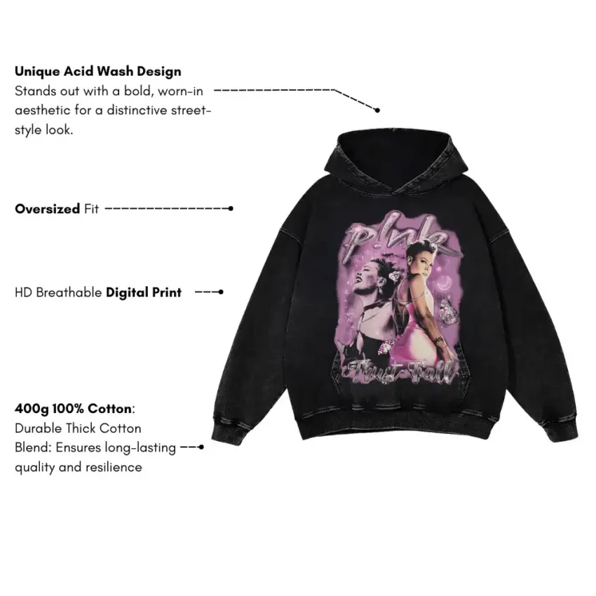 Playboi Carti Whole Lotta Red Aicd Wash Oversized Hoodie - Image 5
