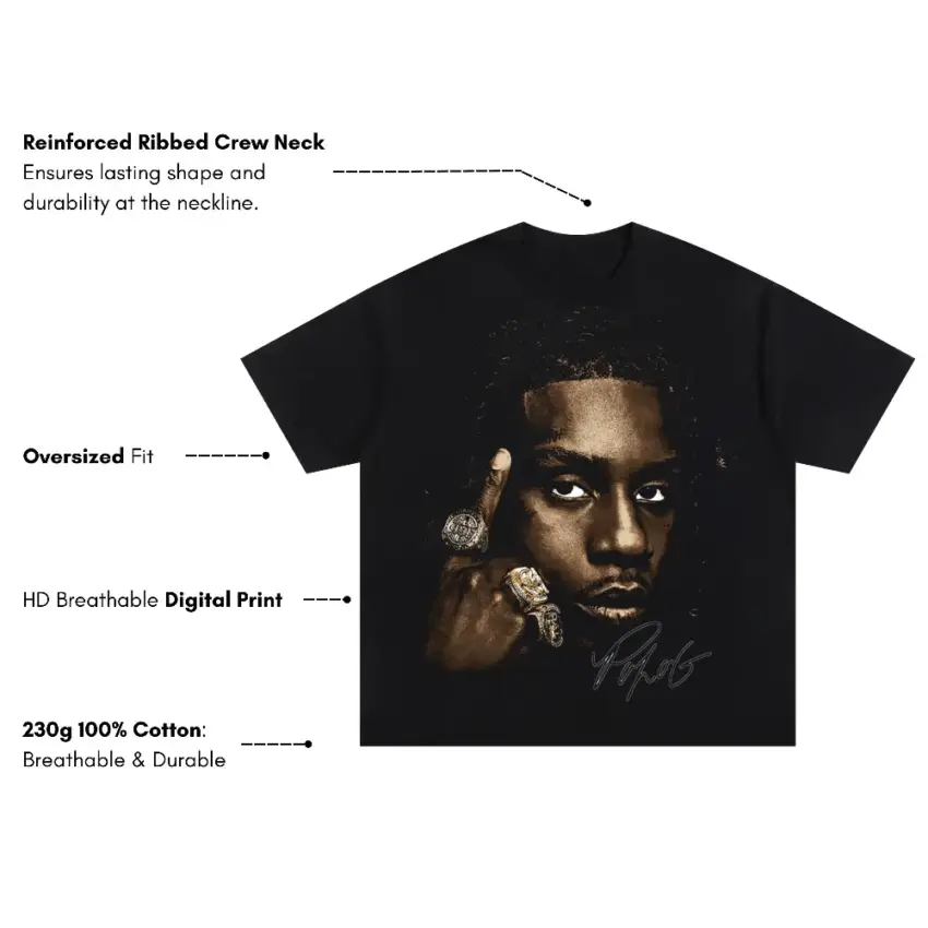 Polo G The Goat Oversized Black Graphic Tee - Image 5