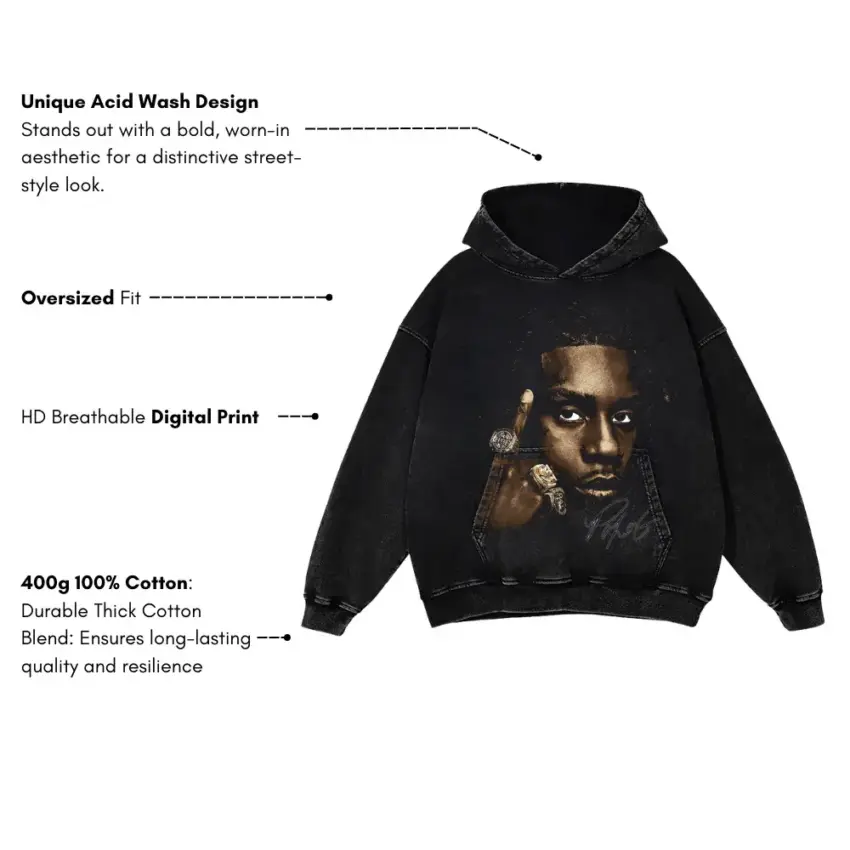 Polo G The Goat Aicd Wash Oversized Hoodie - Image 5