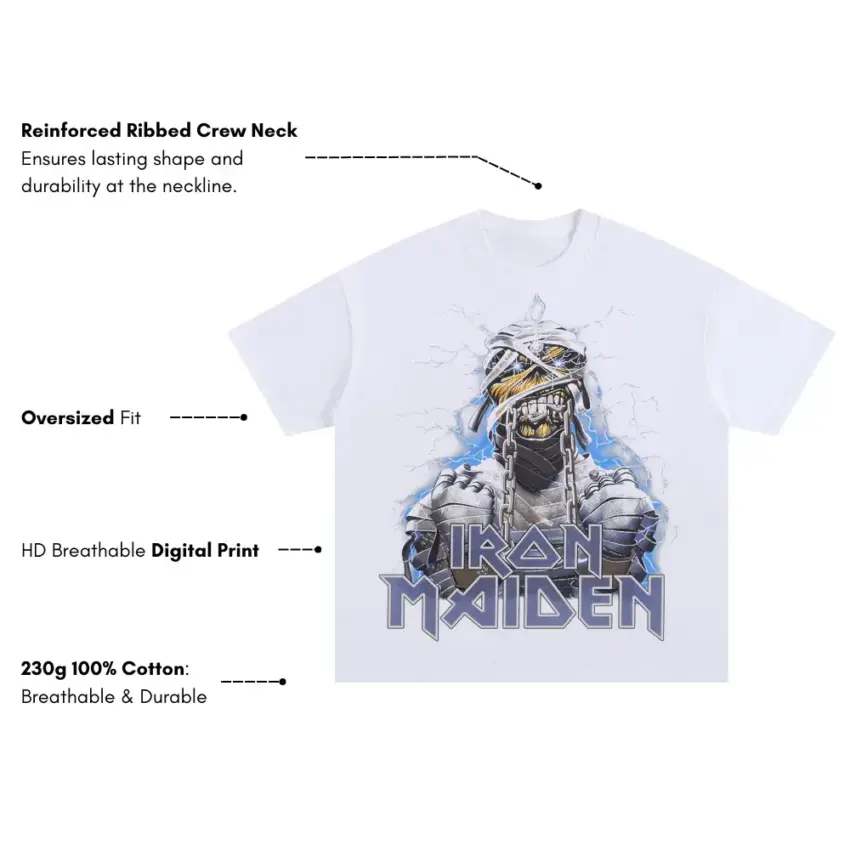 Powerslave Pharaoh Oversized White Graphic Tee - Image 4