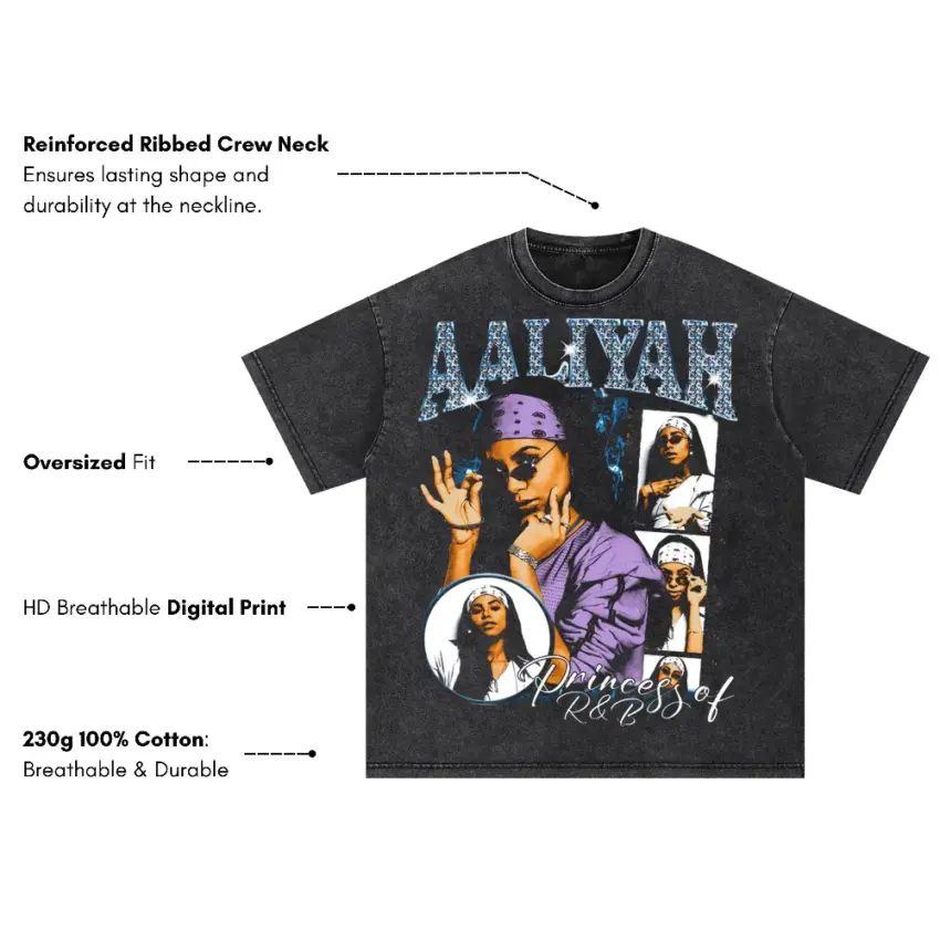 Princess Of RNB Oversized Acid Wash T-shirt - Image 5