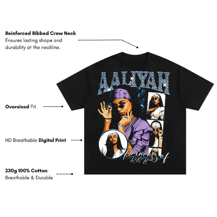 Princess Of RNB Oversized Black Graphic Tee - Image 5