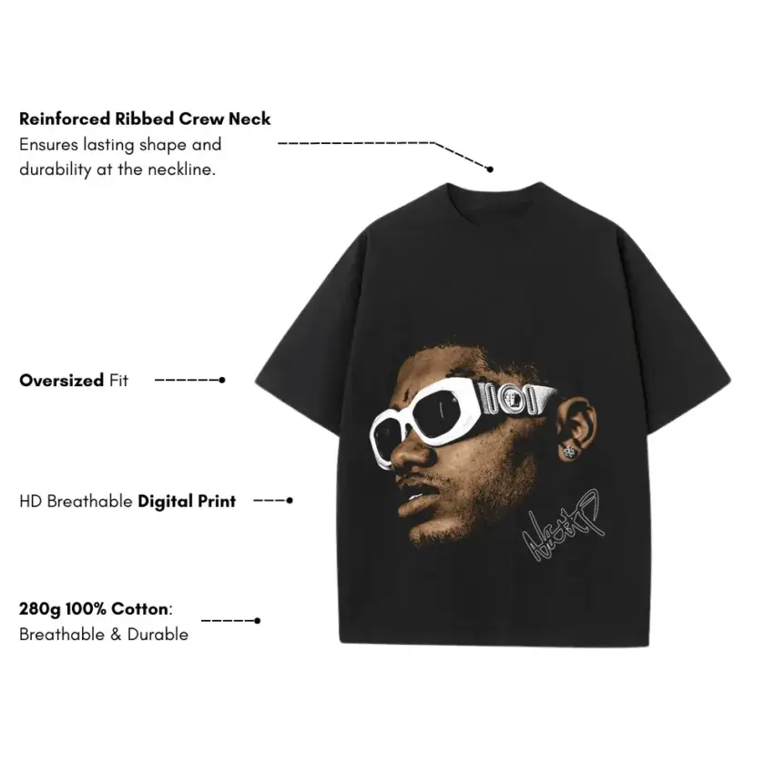 Project X Heavyweight Oversized Black Graphic Tee - Image 5