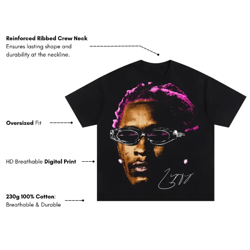 Punk Era Thug Oversized Black Graphic Tee - Image 5