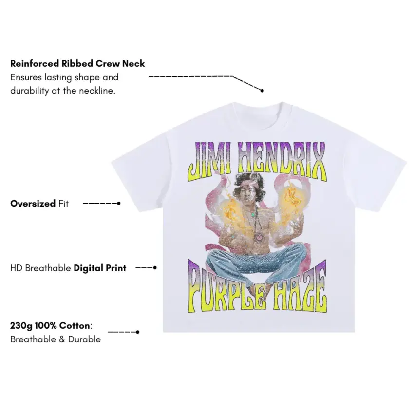 Purple Haze Experience Oversized White Graphic Tee - Image 5