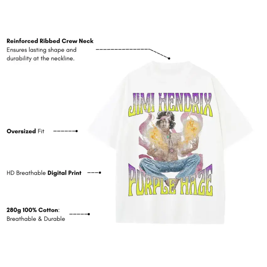 Purple Haze Experience Heavyweight Oversized White Graphic Tee - Image 5