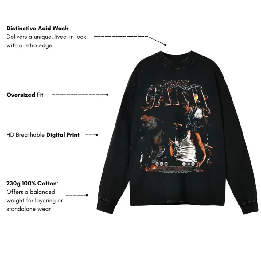 Pushin P Aicd Wash Oversized Long Sleeve Shirt - Image 5