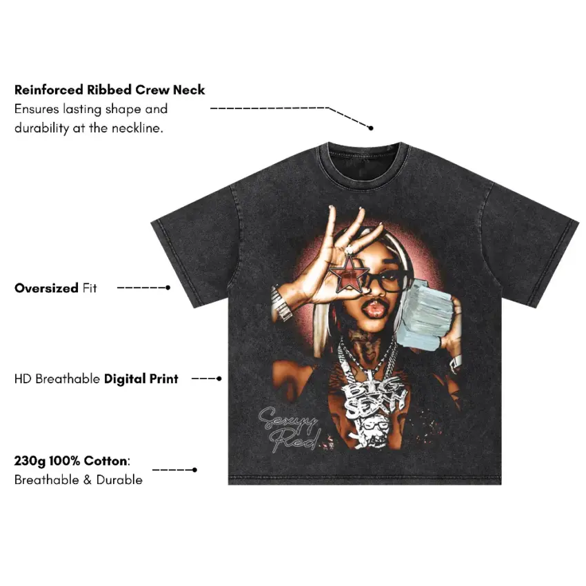 Queen Of Da Souf Oversized Acid Wash T-shirt - Image 5