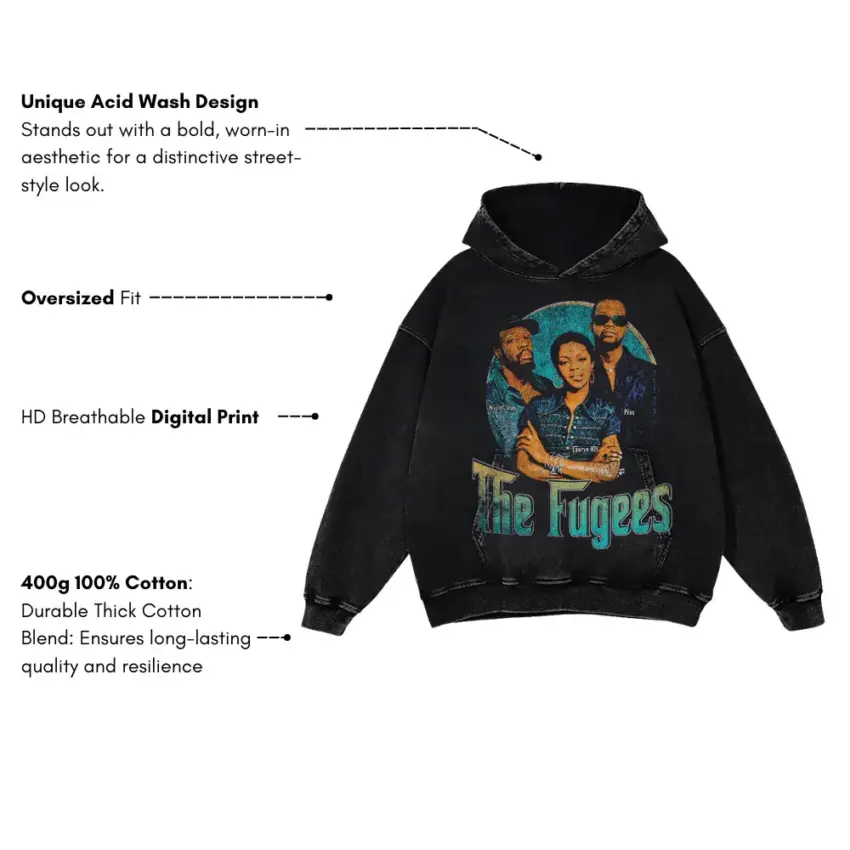 Ready Or Not Aicd Wash Oversized Hoodie - Image 5