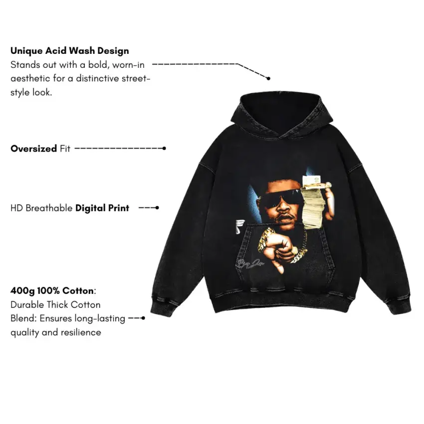 Reasonable Doubt Aicd Wash Oversized Hoodie - Image 5