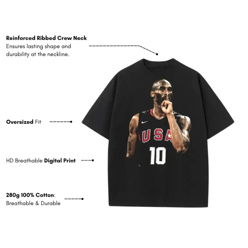 Redeem Team Kobe Heavyweight Oversized Black Graphic Tee - Image 5