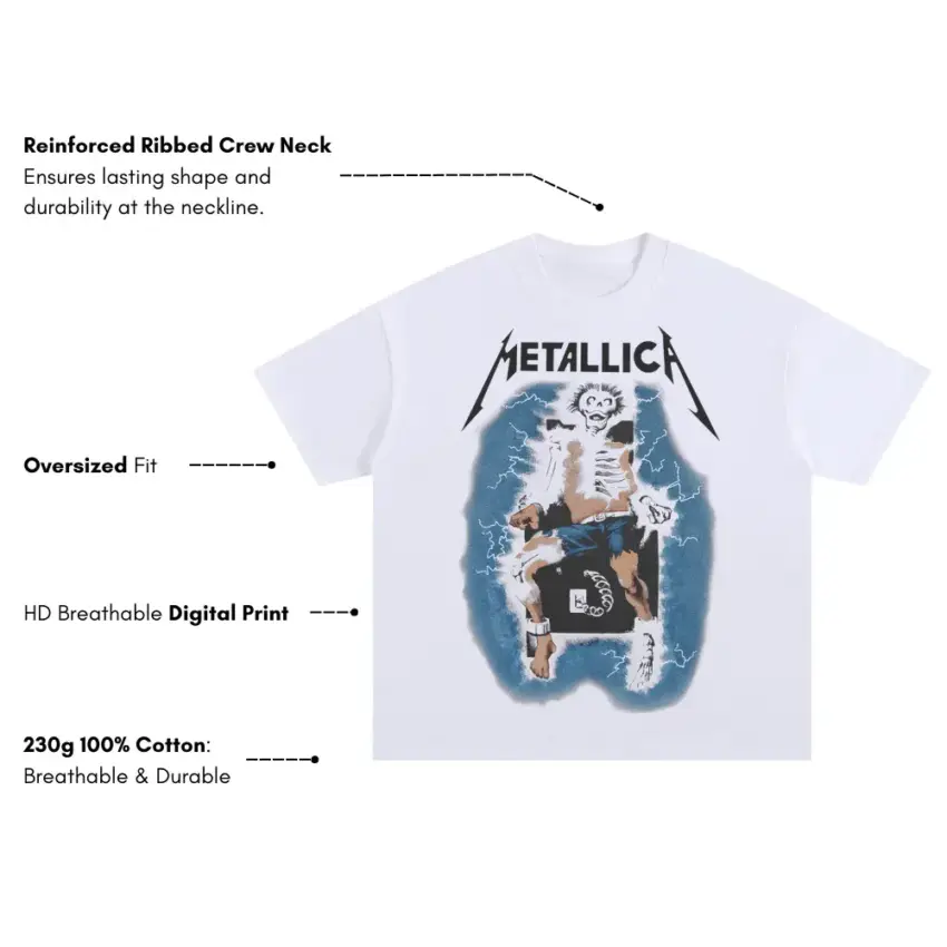 Ride The Lightning Oversized White Graphic Tee - Image 5