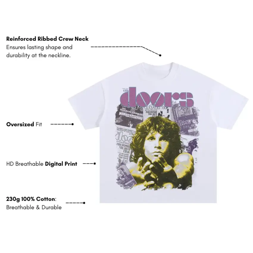 Riders On The Storm Oversized White Graphic Tee - Image 5