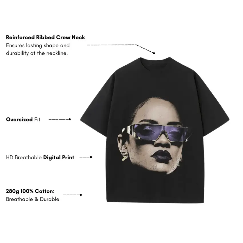 Rihanna Anti Era Shades Heavyweight Oversized Black Graphic Tee - Image 5
