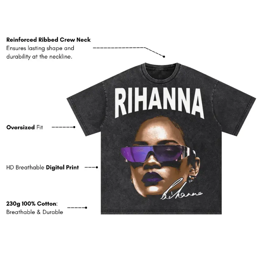 Rihanna Anti Shades Oversized Acid Wash T-shirt - Image 5