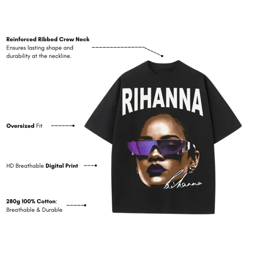 Rihanna Anti Shades Heavyweight Oversized Black Graphic Tee - Image 5