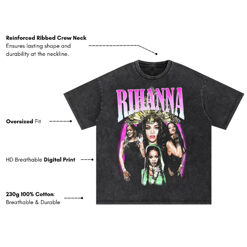 Rihanna Loud Era Tribute Oversized Acid Wash T-shirt - Image 5