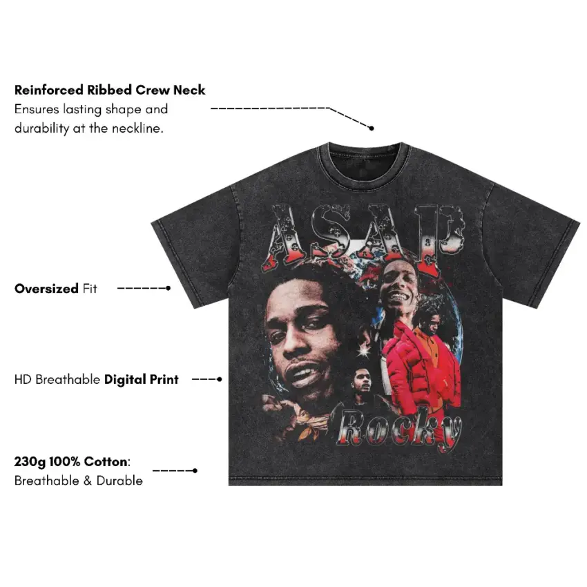 Rocky Rap Lord Oversized Acid Wash T-shirt - Image 5