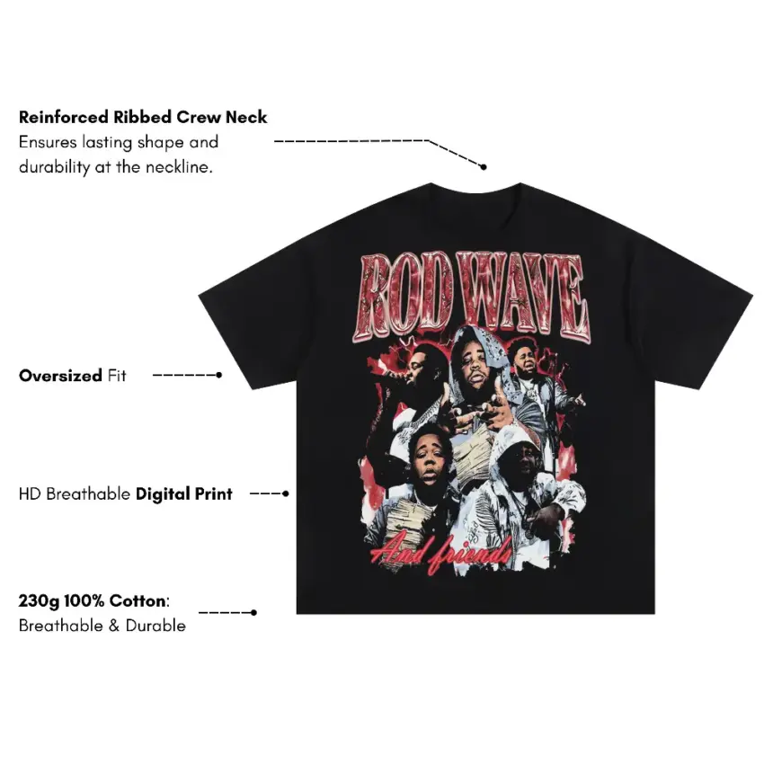 Rod Wave All American Oversized Black Graphic Tee - Image 5