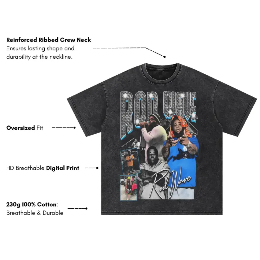 Rod Wave Beautiful Mind Oversized Acid Wash T-shirt - Image 5