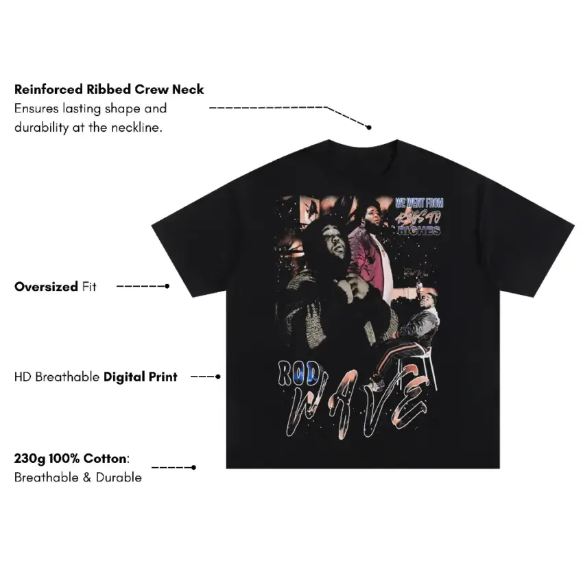 Rod Wave Pray 4 Love Oversized Black Graphic Tee - Image 5