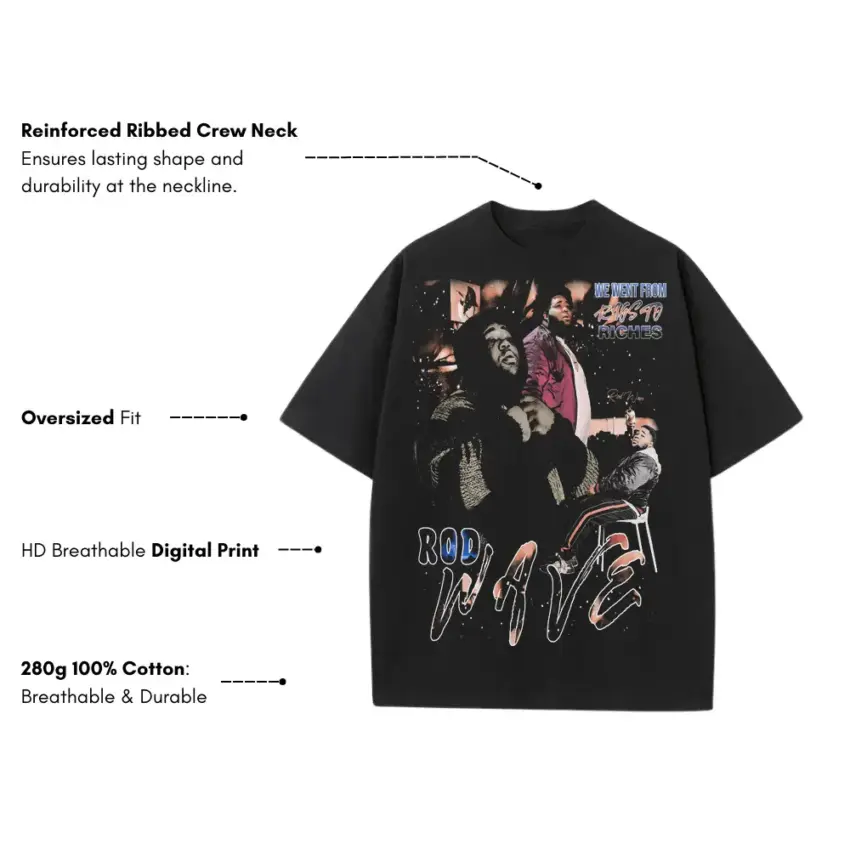 Rod Wave Pray 4 Love Heavyweight Oversized Black Graphic Tee - Image 5