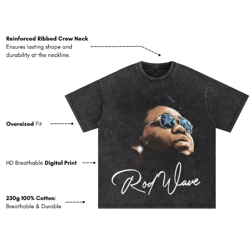 Rod Wave Soulfly Signature Oversized Acid Wash T-shirt - Image 5