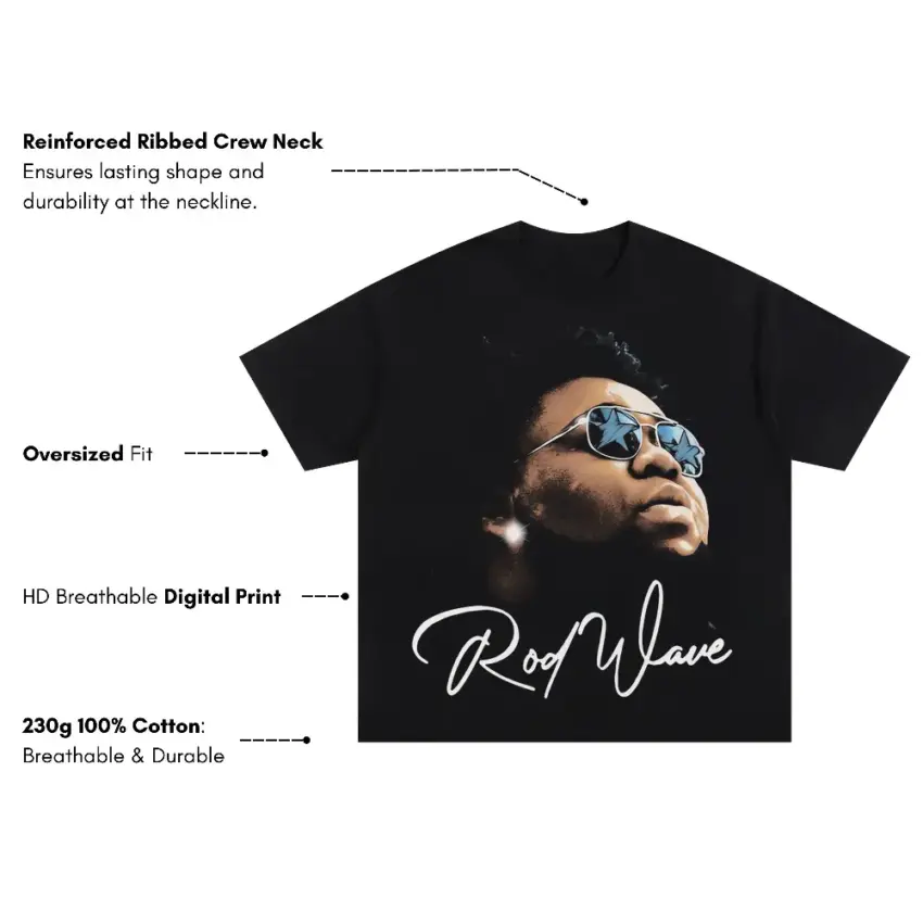 Rod Wave Soulfly Signature Oversized Black Graphic Tee - Image 5