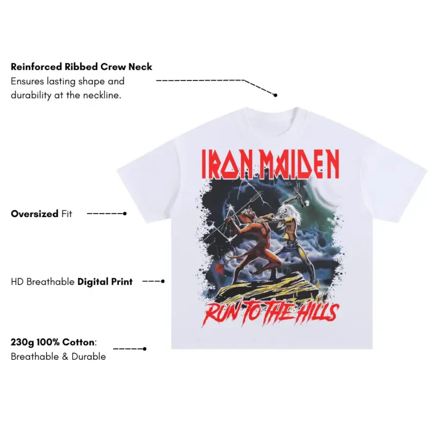 Run To The Hills Oversized White Graphic Tee - Image 5