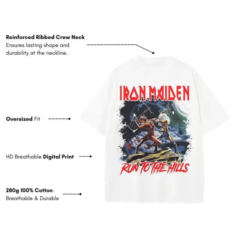 Run To The Hills Heavyweight Oversized White Graphic Tee - Image 5