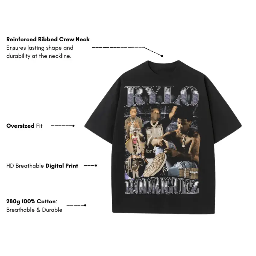 Rylo Rodriguez Been One Heavyweight Oversized Black Graphic Tee - Image 5
