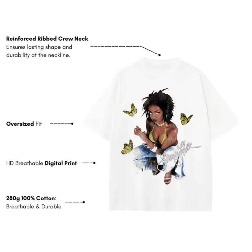 SZA Butterfly Effect Heavyweight Oversized White Graphic Tee - Image 5