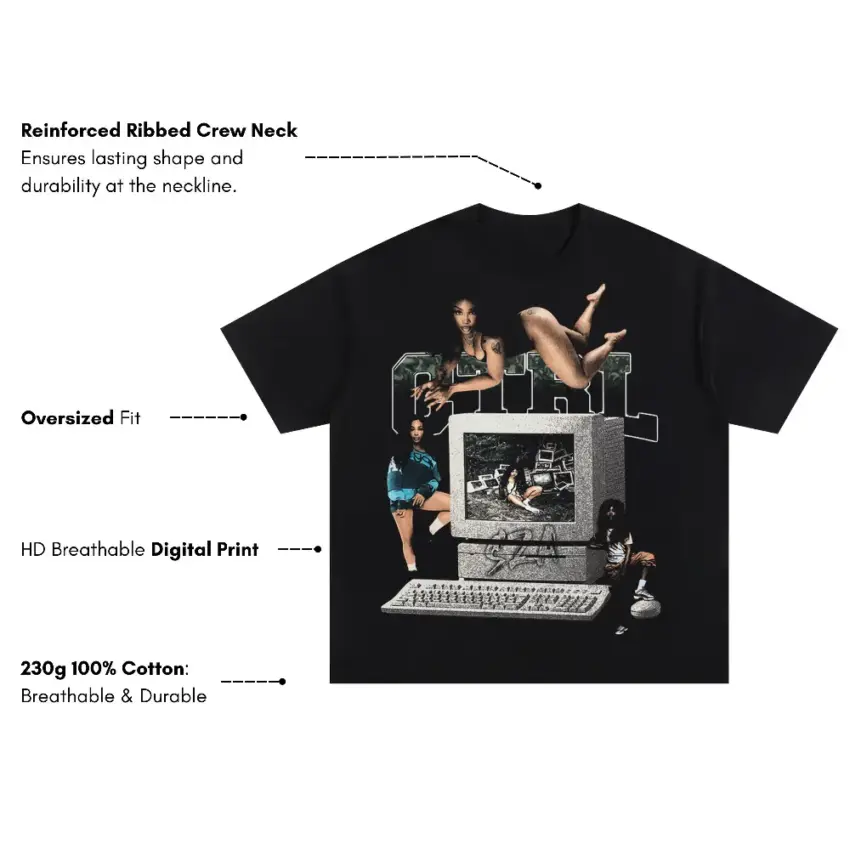 SZA Ctrl Collage Oversized Black Graphic Tee - Image 2