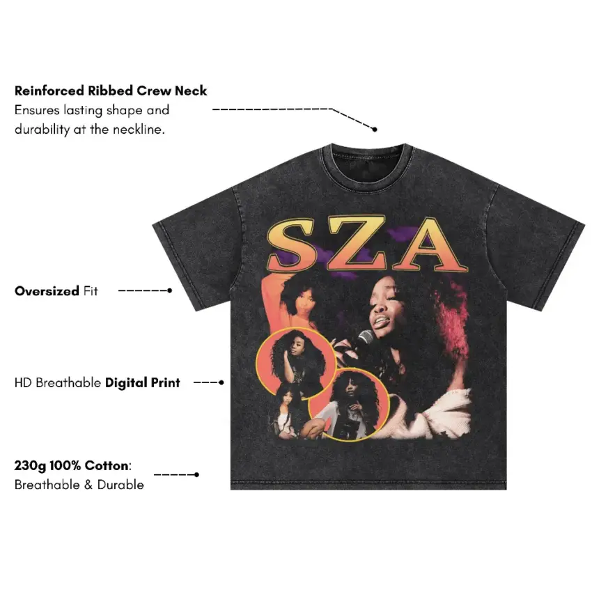 SZA Purple Haze Tribute Oversized Acid Wash T-shirt - Image 5