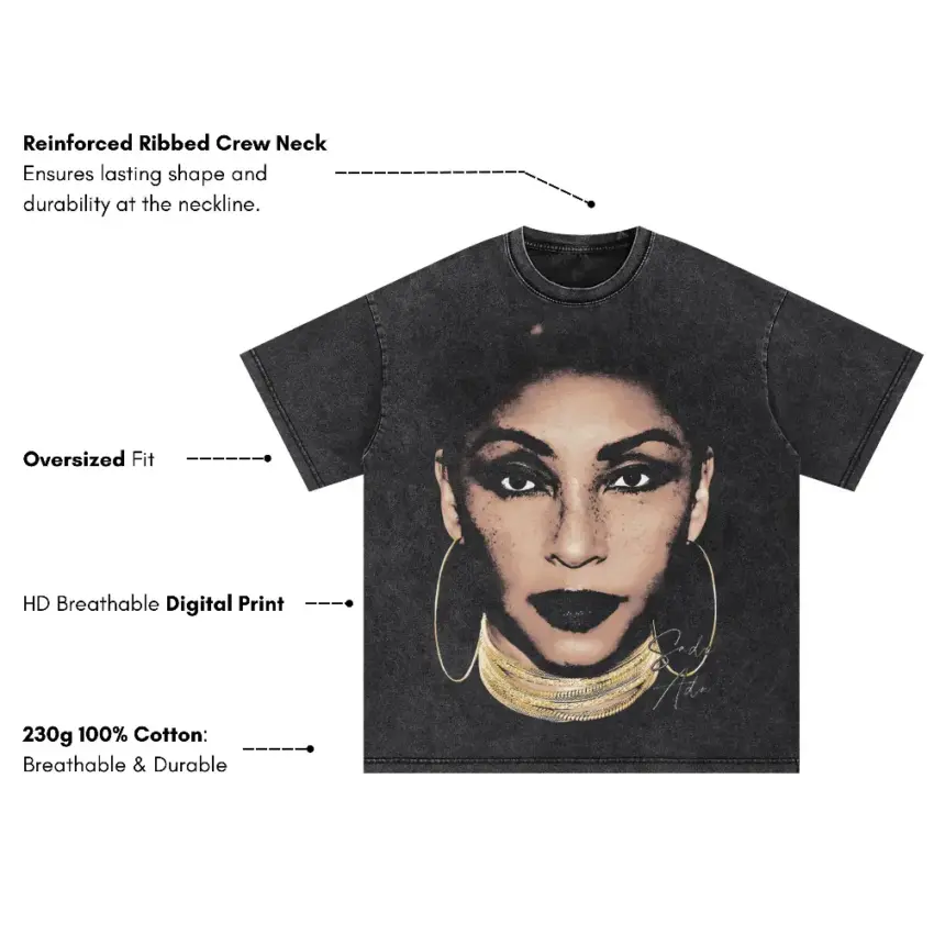 Sade Adu Smooth Operator Oversized Acid Wash T-shirt - Image 5