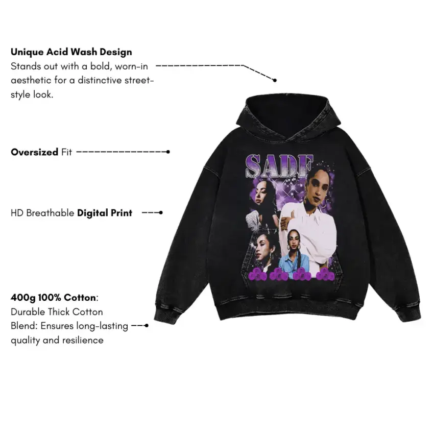 Sade Lovers Rock Tribute Aicd Wash Oversized Hoodie - Image 5