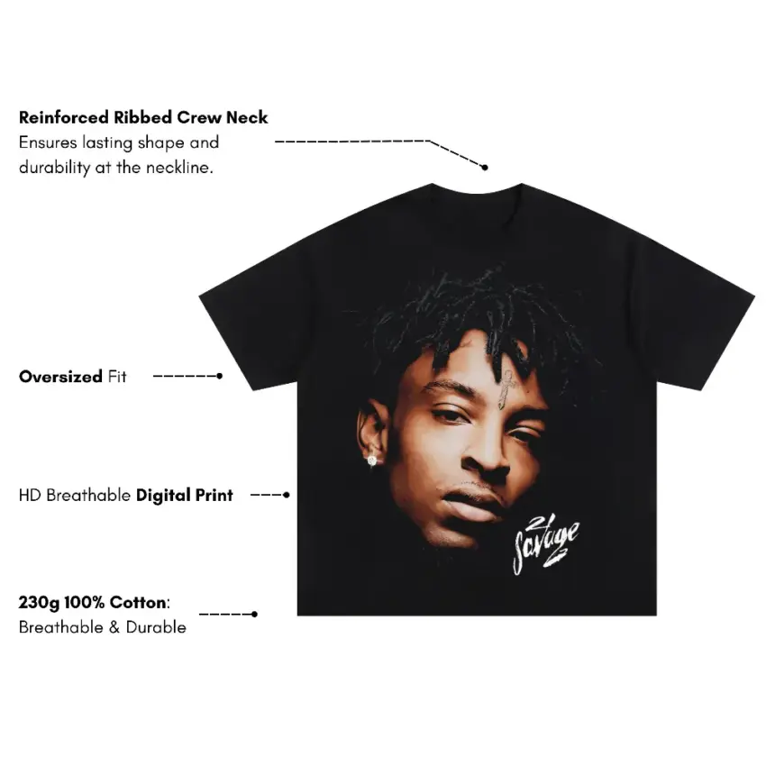 Savage Mode Oversized Black Graphic Tee - Image 5