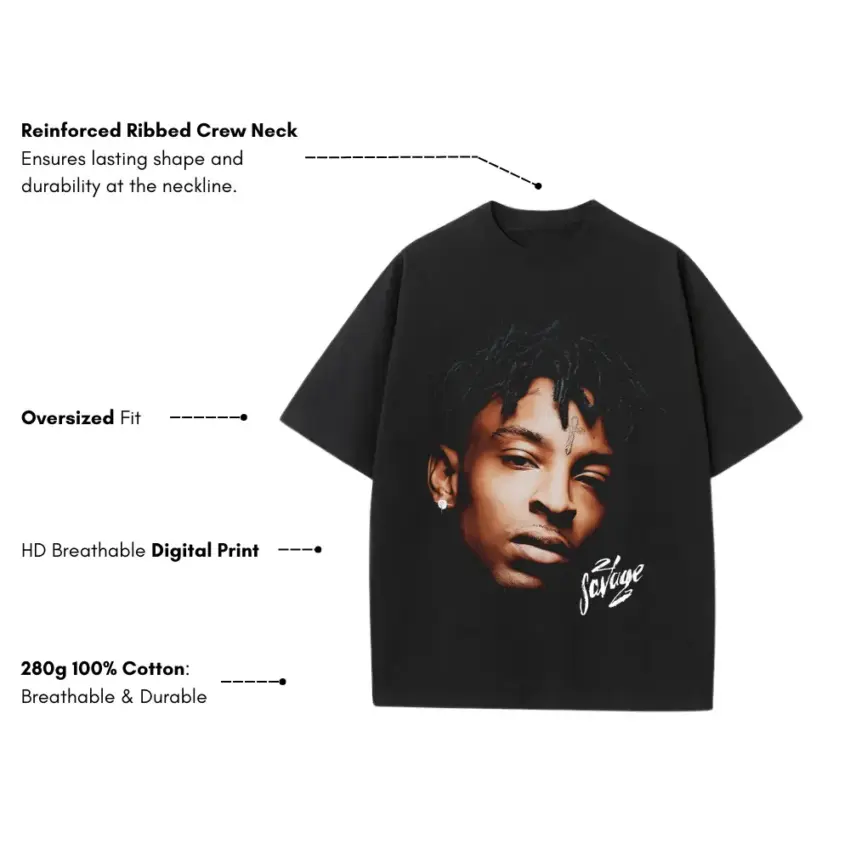 Savage Mode Heavyweight Oversized Black Graphic Tee - Image 5