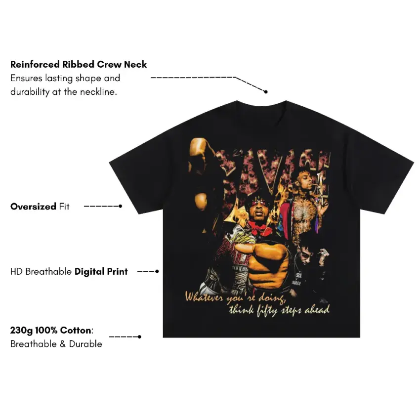 Savage Wisdom Collage Oversized Black Graphic Tee - Image 5