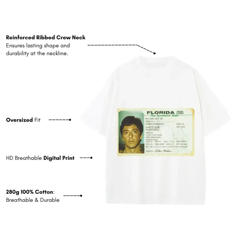 Scarface ID Heavyweight Oversized White Graphic Tee - Image 5