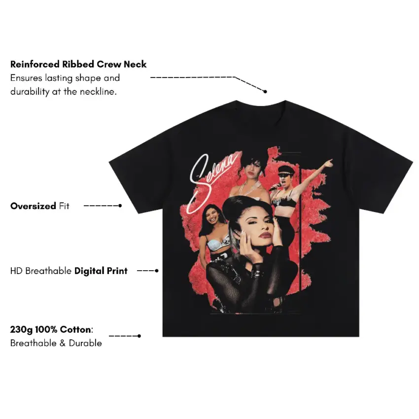 Selena Dreaming Of You Oversized Black Graphic Tee - Image 5