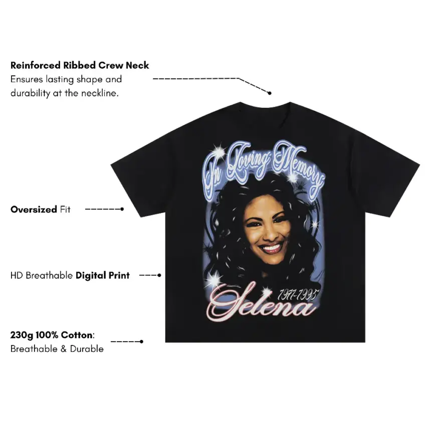 Selena The Last Concert Oversized Black Graphic Tee - Image 5