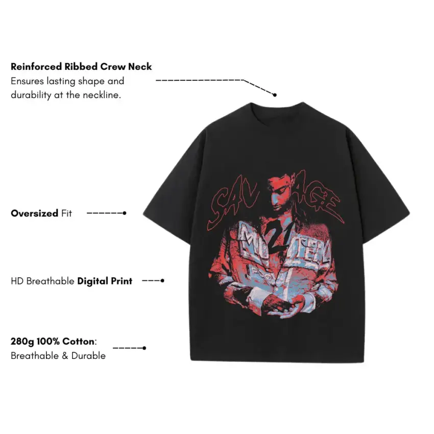 Slaughter Gang King Heavyweight Oversized Black Graphic Tee - Image 5