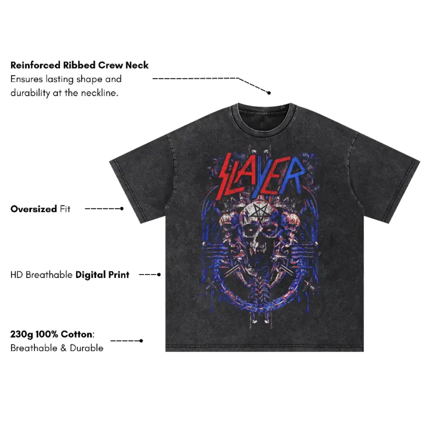 Slayer Repentless Oversized Acid Wash T-shirt - Image 5