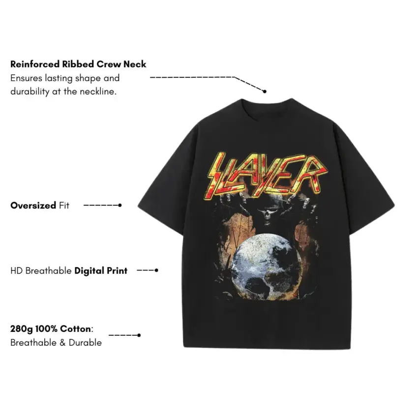 Slayer World Painted Blood Heavyweight Oversized Black Graphic Tee - Image 5