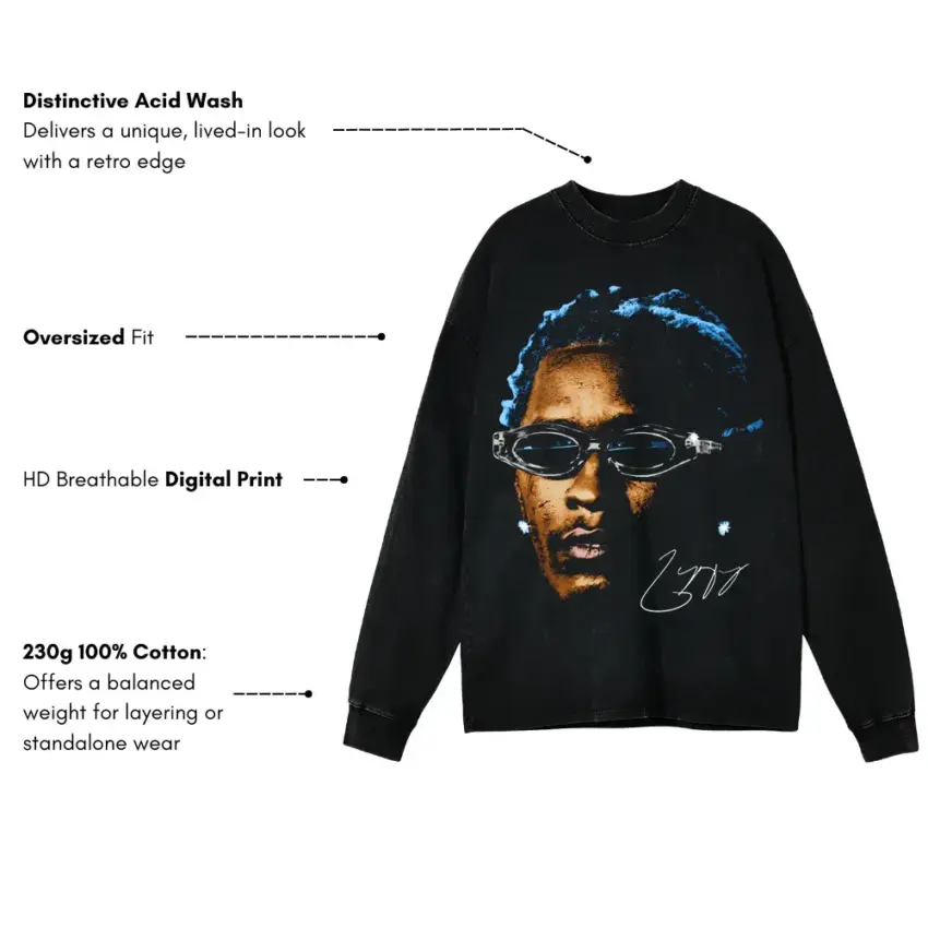 Slime Season Aicd Wash Oversized Long Sleeve Shirt - Image 5