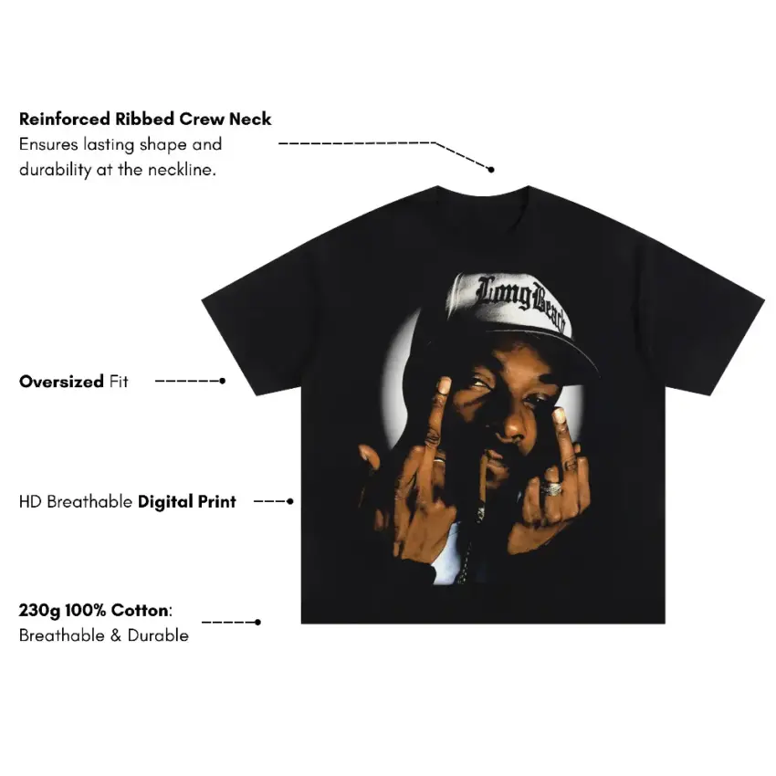Snoop Dogg Vump Hat Oversized Black Graphic Tee - Image 5