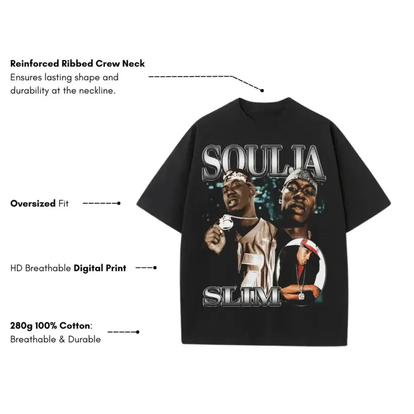 Soulja Boy Crank That Heavyweight Oversized Black Graphic Tee - Image 5