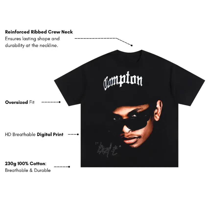 Straight Outta Compton Oversized Black Graphic Tee - Image 5