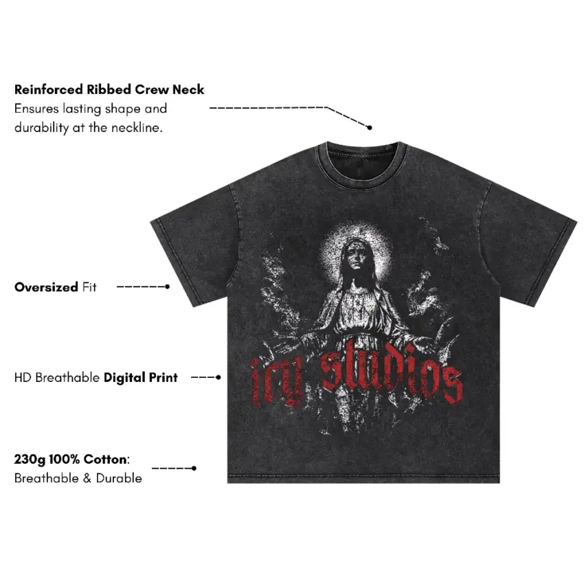 Streetwear Saint Oversized Acid Wash T-shirt - Image 5